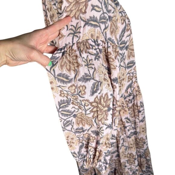 Hannah Artwear Light Pink Ambrosia Floral Print Gauze Midi Dress In Ivy - Picture 11 of 14